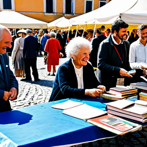 Home 16 **
A vibrant "baratto party" (swap meet) in a sunny Roman piazza. People are exchanging clothes, books, and household items. Focus on the community aspect, with smiling faces and friendly interactions. Everyone is fully clothed in appropriate attire. Safe for work, family-friendly, perfect anatomy, natural proportions, professional photography, high quality.
**